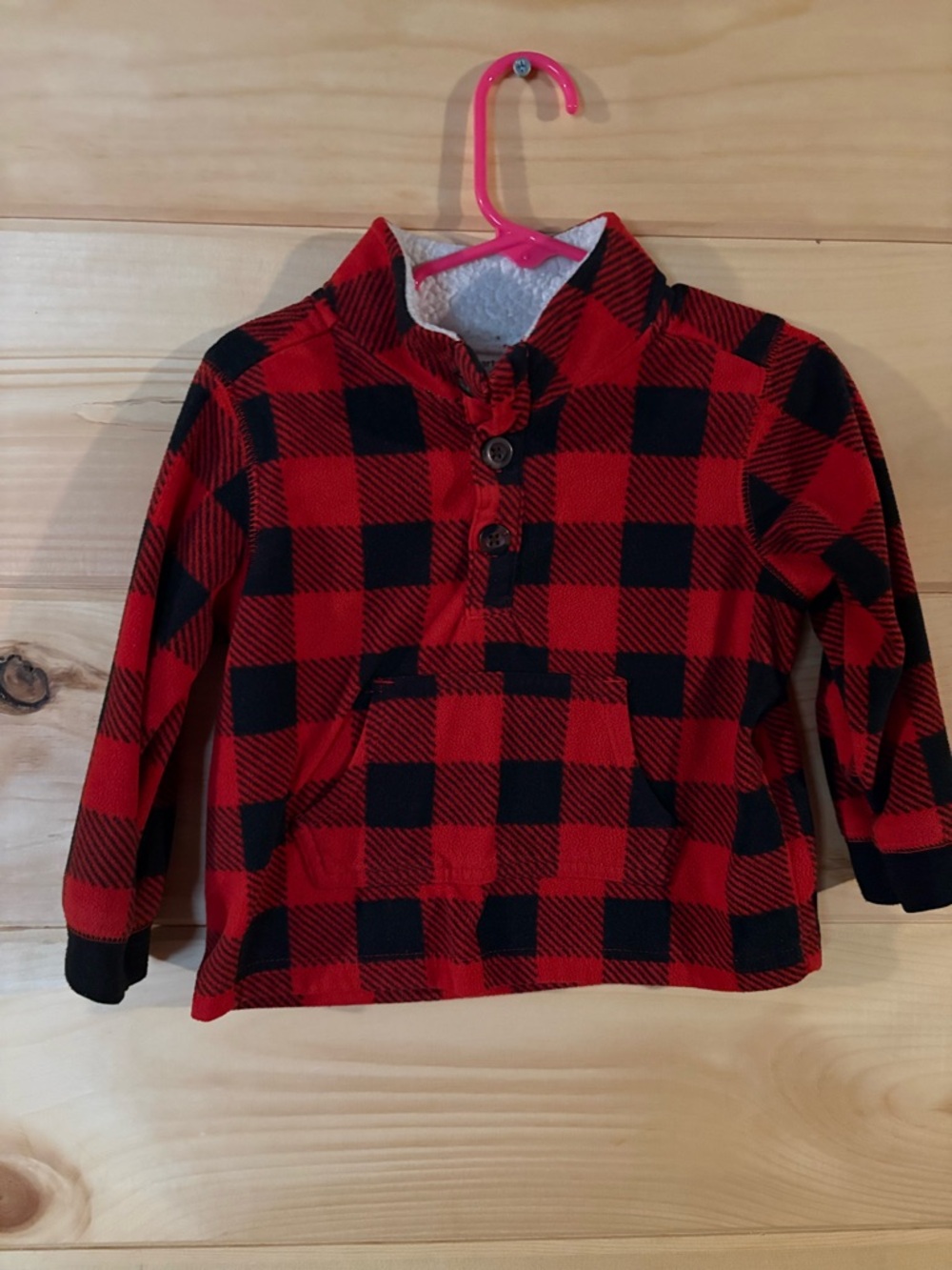 Carter's Red and Black Buffalo Plaid Sherpa-Lined Pullover